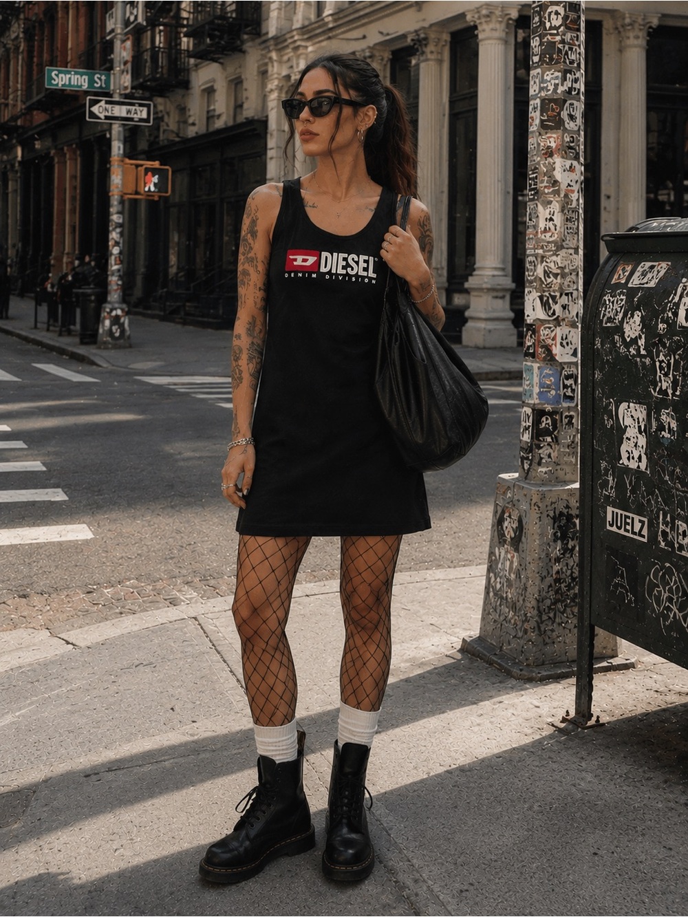 Diesel Black Logo Tank Mini Dress